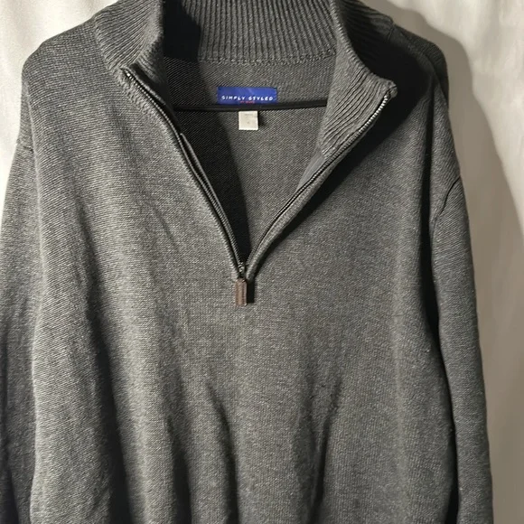 Simply Styled Argyle Sweater Gray Quarter Zip Size XL NEW - Picture 7 of 8